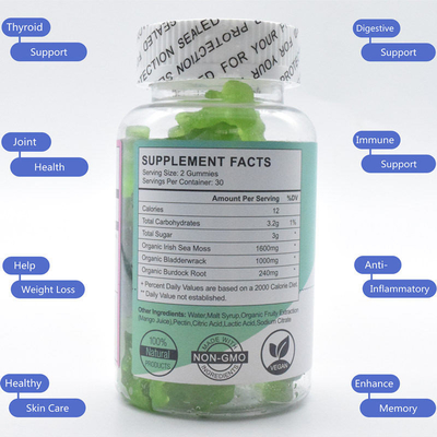 वजन घटाने के लिए 1000mg ब्लैडरवैक ऑर्गेनिक सी मॉस गमीज़ GMP